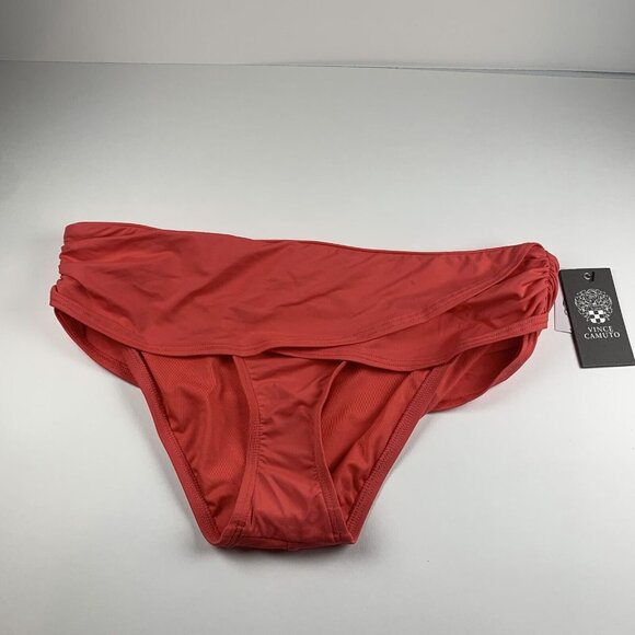 Vince Camuto Swim Bikini Bottoms Women's Medium Rust Draped High-Waist‎ Ruched - Picture 1 of 7